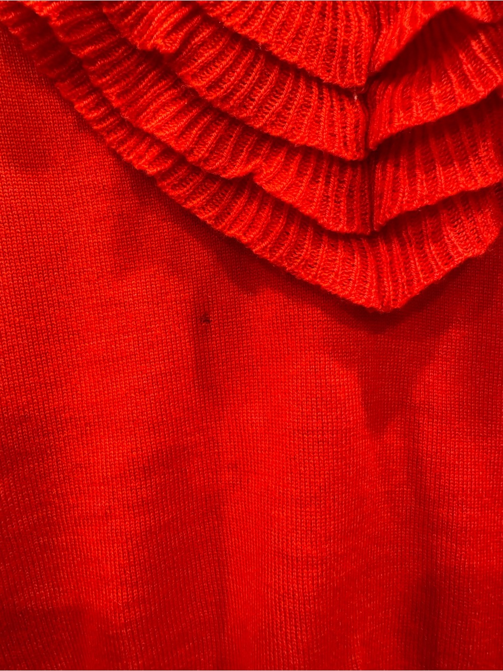 Valentino Red Ruffled V-Neck Sweater - Picture 3 of 4